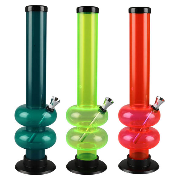 Acrylic Double Bubble Water Pipe – 12″ / Colors Vary