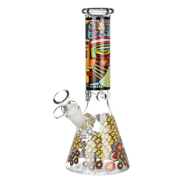 Abstract Art Beaker Water Pipe – 9.75″/14mm F/Designs Vary - Image 2