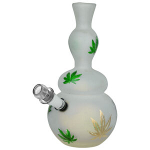 Hemp Leaf Frosted Soft Glass Water Pipe – 9″ / 14mm F