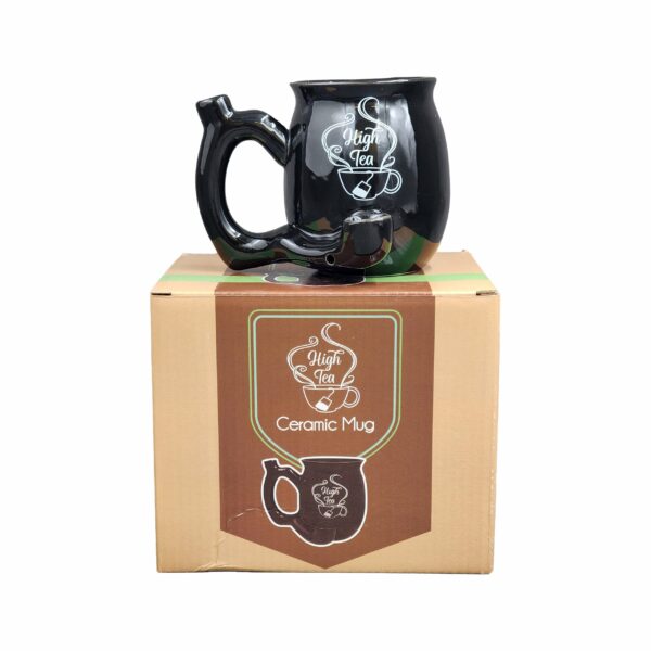 High Tea single wall Mug – shiny black with white imprint - Image 10
