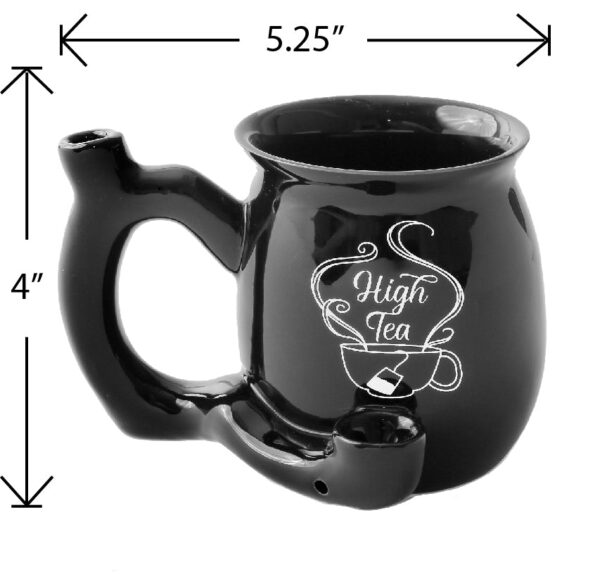 High Tea single wall Mug – shiny black with white imprint - Image 8