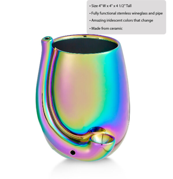 Iridescent Stemless Wine Glass Pipe - Image 2