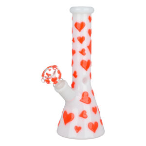 Valentines Day Heart Glow In The Dark Beaker Water Pipe – 10″ / 14mm F