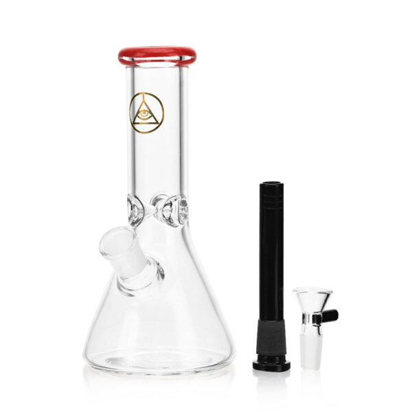 Ritual Smoke – Daily Driver 8″ Beaker w/ American Color Accents – Crimson - Image 3
