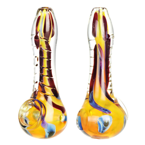 Vibrant Sea Slug Ribbed Glass Hand Pipe