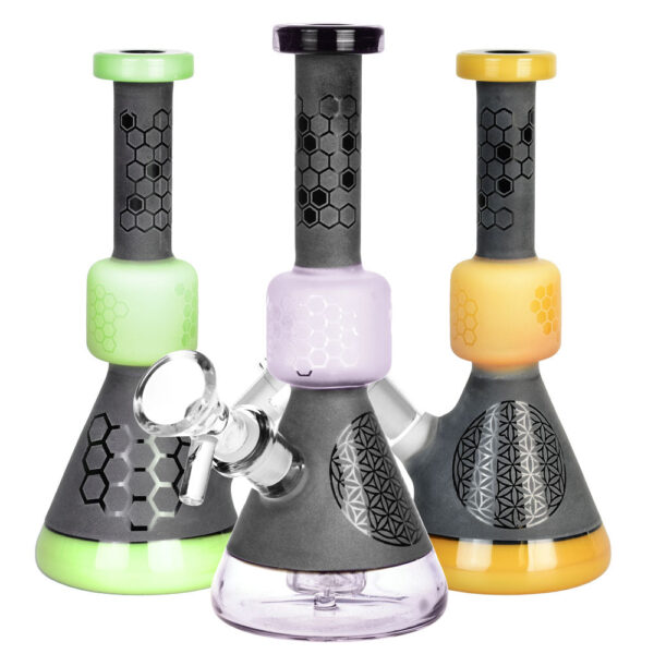 Black Frost Bee Geometry Water Pipe – 7″/14mm F/Colors Vary