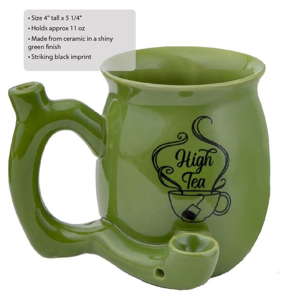 High Tea single wall Mug – shiny green with black imprint - Image 2