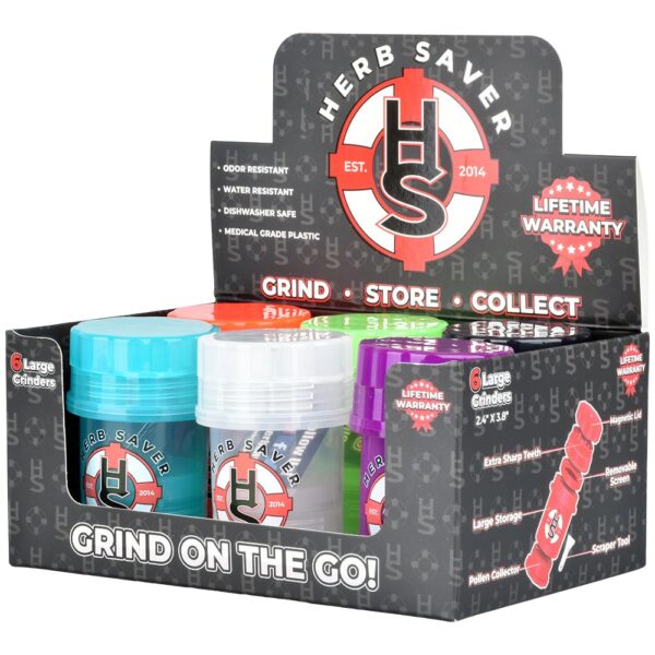 HerbSaver Large Grinder – 3.8″ x 2.4″ / 4pc / 6ct