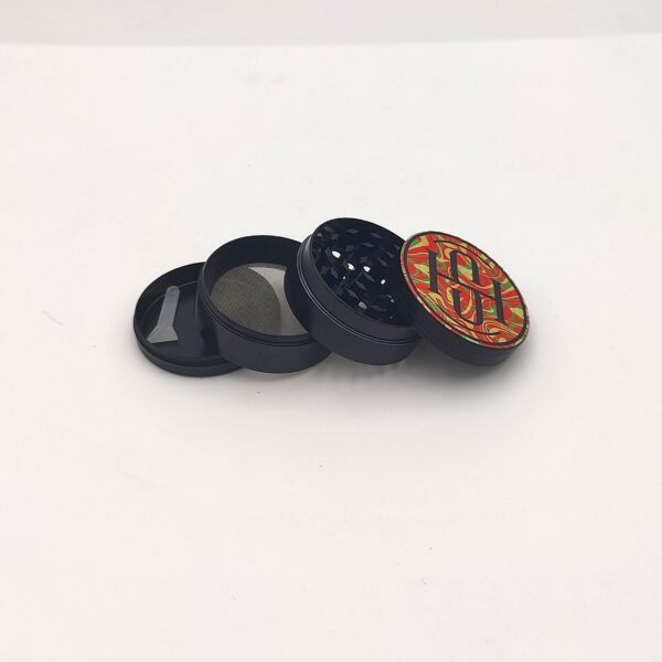 High Society – 4 PC 63mm Ceramic Teflon Coated Grinder – Rasta - Image 3