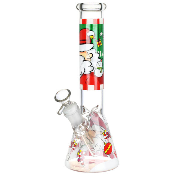 Santa Claus Themed Glass Water Pipe – 10″ / 14mm F / Designs Vary - Image 5