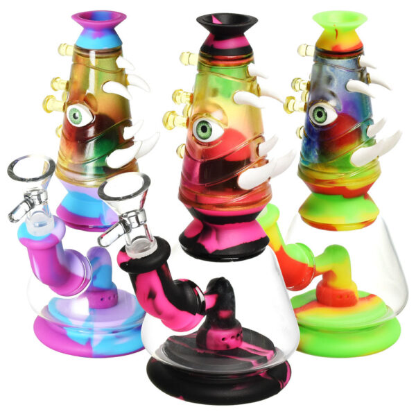 Horned Eye Silicone & Resin Water Pipe – 7″/14mm F/Colors Vary
