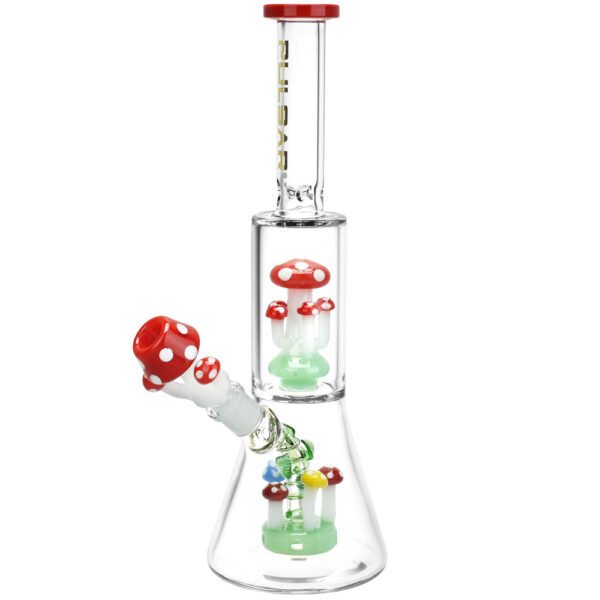 Pulsar Shroom Life Beaker Water Pipe – 11.75″ / 14mm F / Red