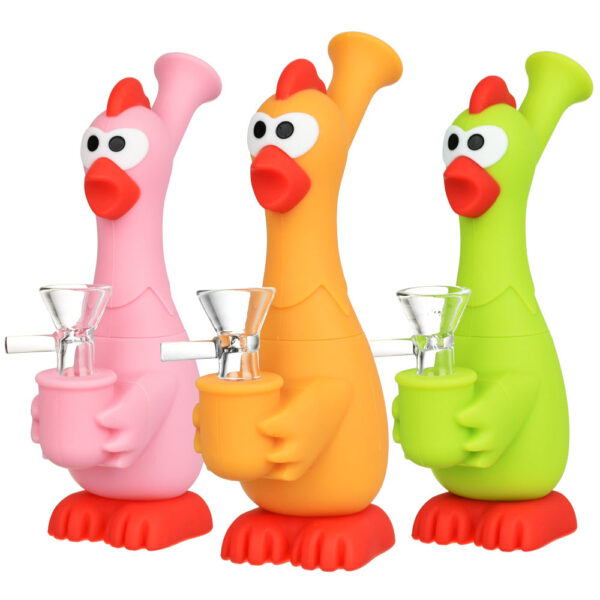 What The Cluck Silicone Water Pipe – 7″ / 14mm F / Colors Vary