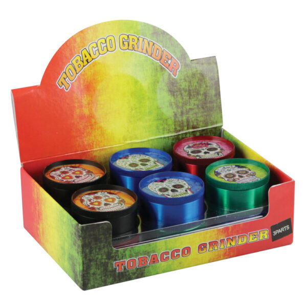 Day of The Dead Sugar Skull – 2″ 3pc Grinder -12 PC