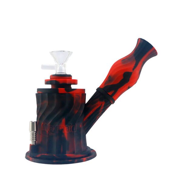 3 in 1 Silicone Water Pipe – 7″ / 14mm F / Colors Vary - Image 3