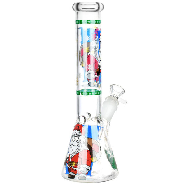 Santa Claus Themed Glass Water Pipe – 10″ / 14mm F / Designs Vary - Image 9