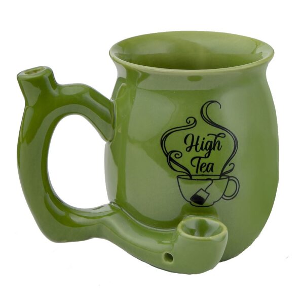 High Tea single wall Mug – shiny green with black imprint - Image 5