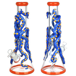 Octopus 3D Painted Beaker Water Pipe – 13.5″/14mm F