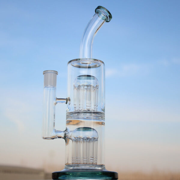 Glass Straight Water Pipe w/ Dual Arm Percolators 10.6″ - Image 2