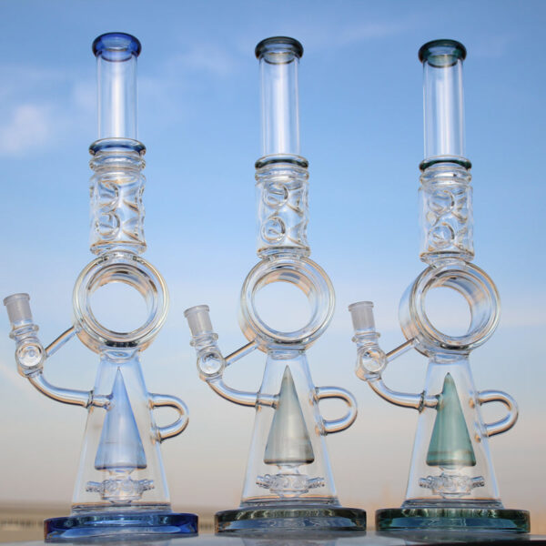 18.5″ Recycler Style Donut Percolator Glass Water Pipe