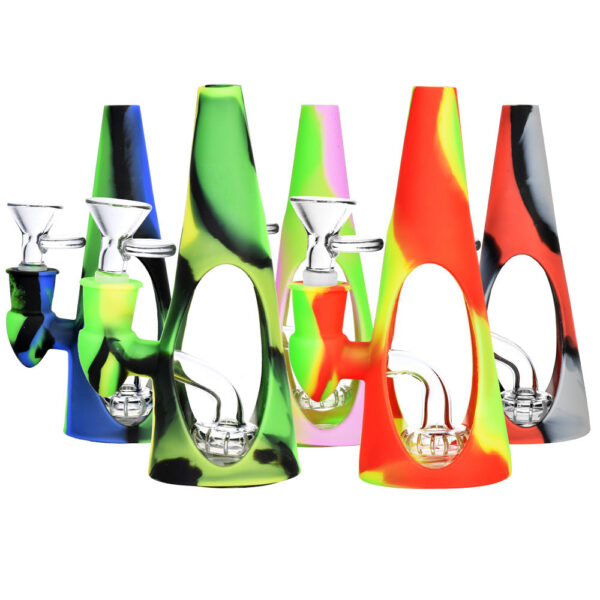 Silicone/Glass Cone Water Pipe – 6.5″ / 14mm F / Colors Vary