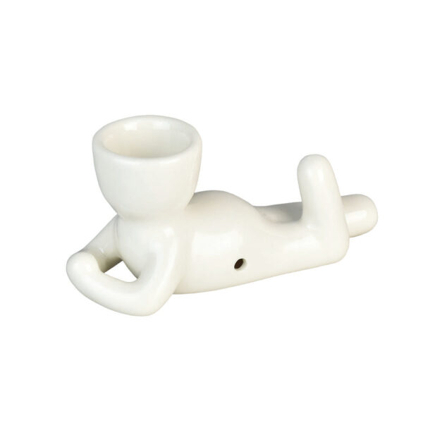 Art Of Smoke Pot Head Ceramic Pipe w/ Hemp Leaf Pattern Bag - Image 2