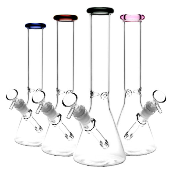 Glass Beaker Water Pipe – 11″ / 14mm F / Colors Vary