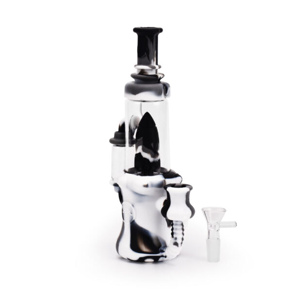 Ritual – 8.5” Silicone Rocket Recycler – Black & White - Image 2