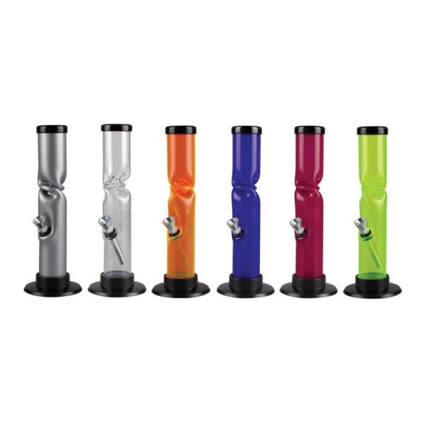 Acrylic Straight Water Pipe w/ Ice Catch – 9″ / Colors Vary