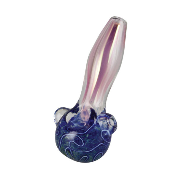 Gold Fumed Blue Headed Spoon Pipe