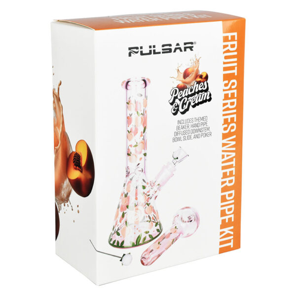 Pulsar Fruit Series Peaches & Cream Herb Pipe Glow Duo – 10″ / 14mm F - Image 12
