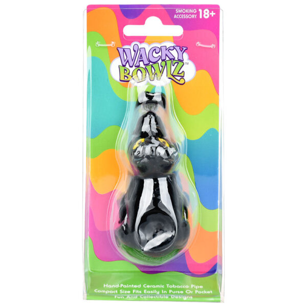 Wacky Bowlz Black Cat Ceramic Pipe – 4″ - Image 2