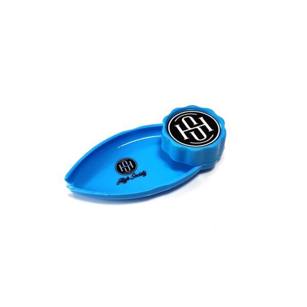 High Society | Mini Rolling Tray Grinder Combo – Neon Blue