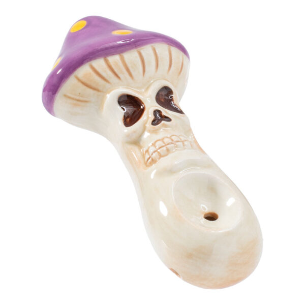 Wacky Bowlz Skull Mushroom Ceramic Pipe – 4″ - Image 2