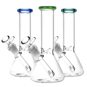 Mini Beaker Water Pipe w/ Color Rim – 8″/14mm F/Colors Vary