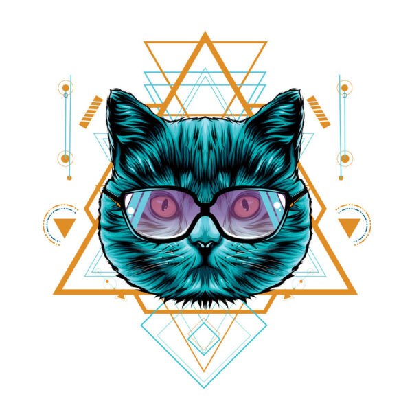 Pulsar Bottoms Up Sacred Cat Geometry Water Pipe – 10″/14mm F - Image 3