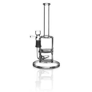 Glass Inline Water Pipe – 9″/14mm Male w/ Herb Slide