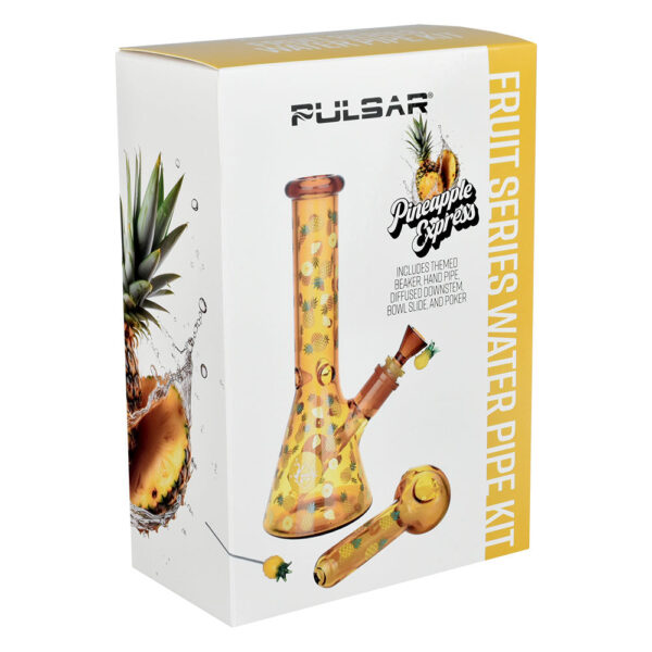 Pulsar Fruit Series Pineapple Express Herb Pipe Glow Duo – 10″ / 14mm F - Image 7