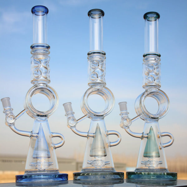 18.5″ Recycler Style Donut Percolator Glass Water Pipe - Image 2