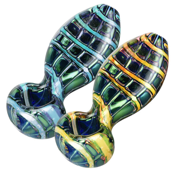 Iridescent Jewel Flat Neck Glass Pipe – 4.5″ / Colors Vary