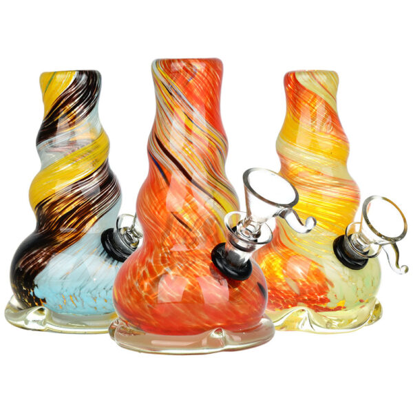 Retro Earth Tones Soft Glass Water Pipe – 5″ / Colors Vary