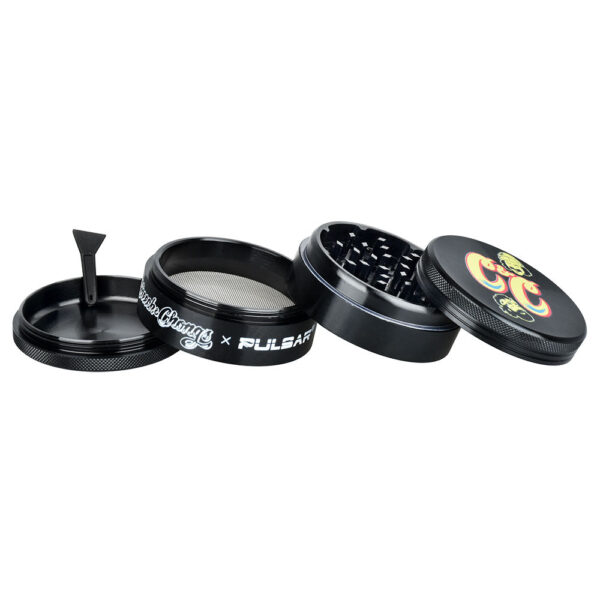 6PC DISPLAY – Cheech & Chong’s x Pulsar Metal Grinder – Black / 4pc / 2.5″ - Image 11