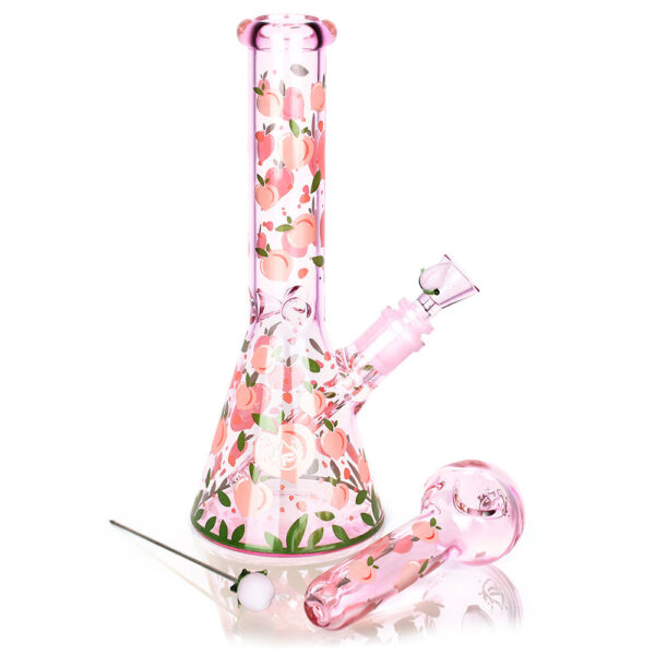 Pulsar Fruit Series Peaches & Cream Herb Pipe Glow Duo – 10″ / 14mm F