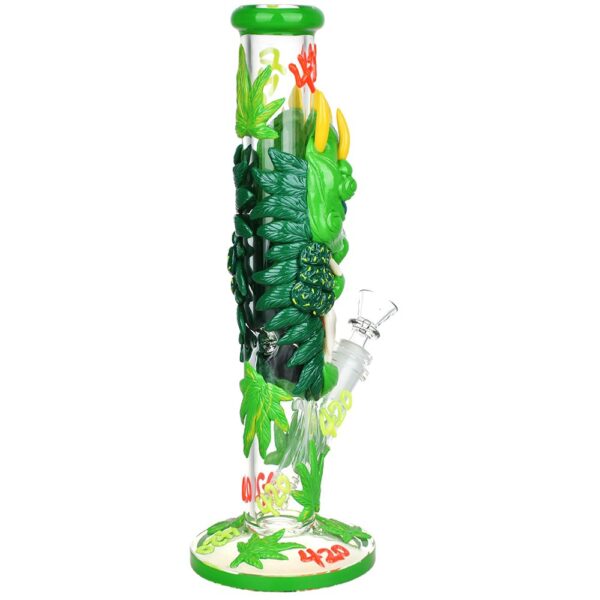420 Dragon Glow In Dark Tube Water Pipe – 11.8″ / 14mm F - Image 2