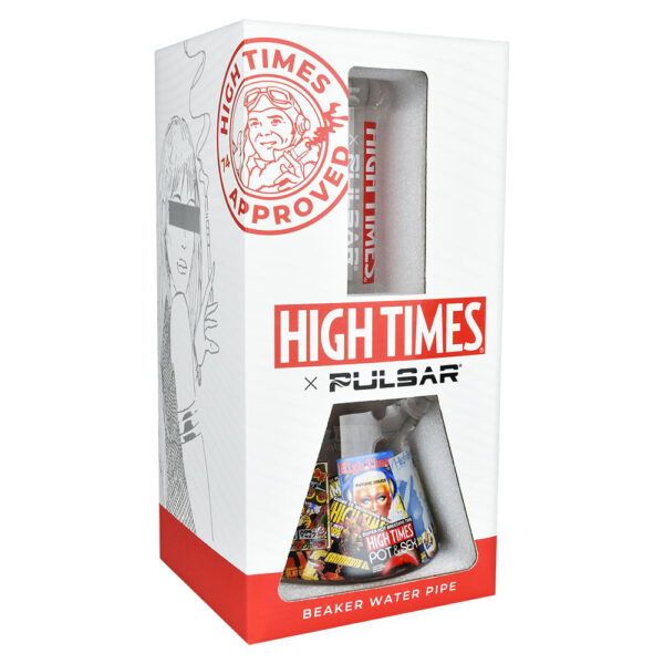 High Times x Pulsar Beaker Water Pipe – Magazine Covers / 10.5″ / 14mm F - Image 3
