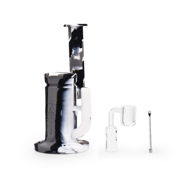 Ritual – 8.5” Silicone Sidecar Rig – Black & White Marble - Image 2