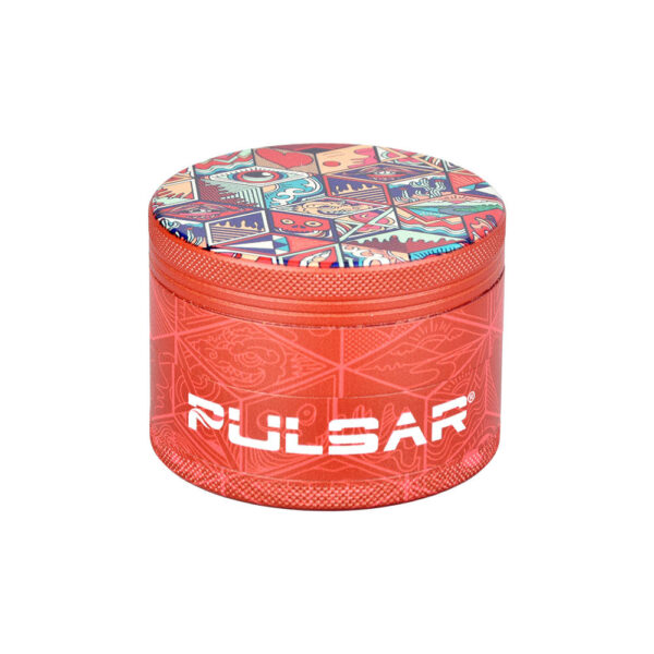 Pulsar Design Series Grinder with Side Art – Symbolic Tiles / 4pc / 2.5″