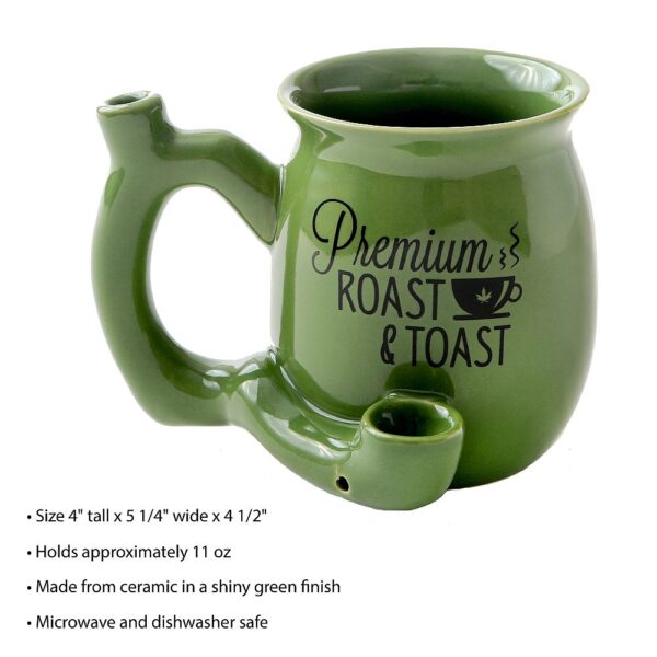 Premium Roast & Toast Single Wall Mug – Green with Black Print - Image 3