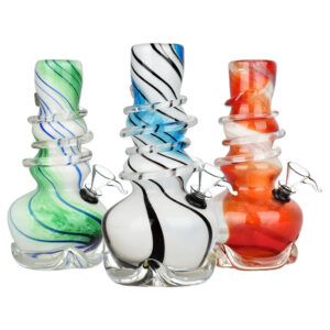Vivid Vase Striped Soft Glass Water Pipe – 8″ / Colors Vary