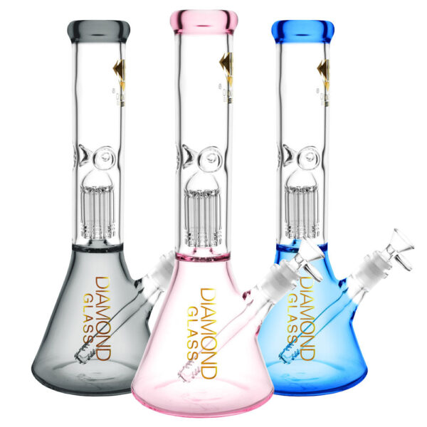 Diamond Glass Mansion Water Pipe-14″/14mmF/Colors Vary